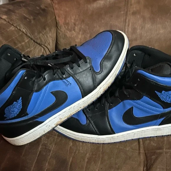 Jordan Black and Blue High-Top Sneakers - Picture 1 of 5